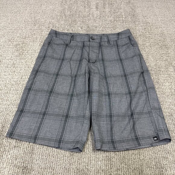 Quiksilver Shorts Gray Plaid Pockets Size 30 Men's - Picture 1 of 11